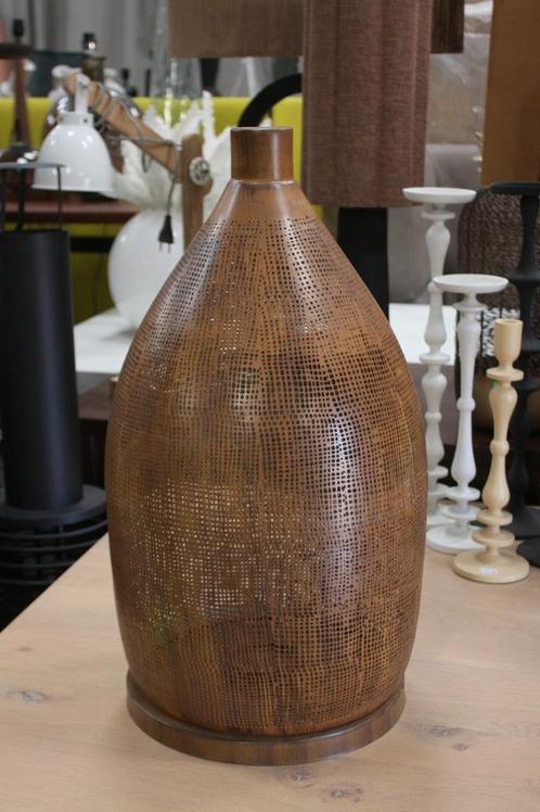 Sfeervol windlicht bruin metaal Ø33 x 63 cm. hoog, Huis en Inrichting, Woonaccessoires | Kandelaars en Kaarsen, Zo goed als nieuw