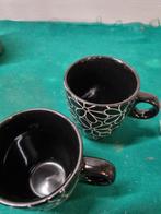 koffie mokken wit zwart gebloemd vier stuks, Huis en Inrichting, Keuken | Servies, Ophalen of Verzenden