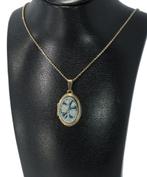 Foto medaillon 14k goud lagensteen camee ketting hanger dame, Ophalen of Verzenden, Goud, Hanger, Met edelsteen
