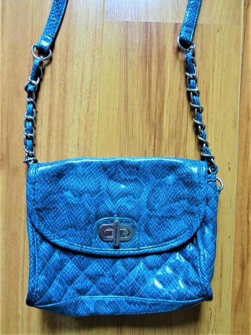 Nieuw: Jane Norman schoudertas reptiel petrol blauw zilver, Sieraden, Tassen en Uiterlijk, Tassen | Damestassen, Nieuw, Schoudertasje
