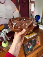 Vintage Murano Stijl Glazen Schaal Amber Roze, Schaal, Ophalen of Verzenden, Overige vormen, Glas