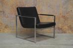 ZGANieuw! fraaie zwarte leren Harvink Oscar design fauteuil, Design, Metaal, 75 tot 100 cm, Zo goed als nieuw