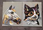 Handgemaakte pixel art van kat en paard, Ophalen, Nieuw, Knutselwerk