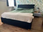 bed ombouw 160x200 - stof: donkerblauw rib, Huis en Inrichting, Ophalen, 210 cm, Tweepersoons, Zo goed als nieuw