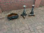 Gietijzeren bloembak en kaarsenstandaard, Ophalen of Verzenden, Rond, Metaal, Minder dan 30 cm