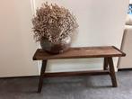 Houten bankje + kruik met droogbloemen (ook los te koop), Ophalen