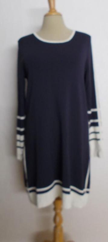 Sportieve donkerblauwe/witte stretch jurk! L beschikbaar voor biedingen