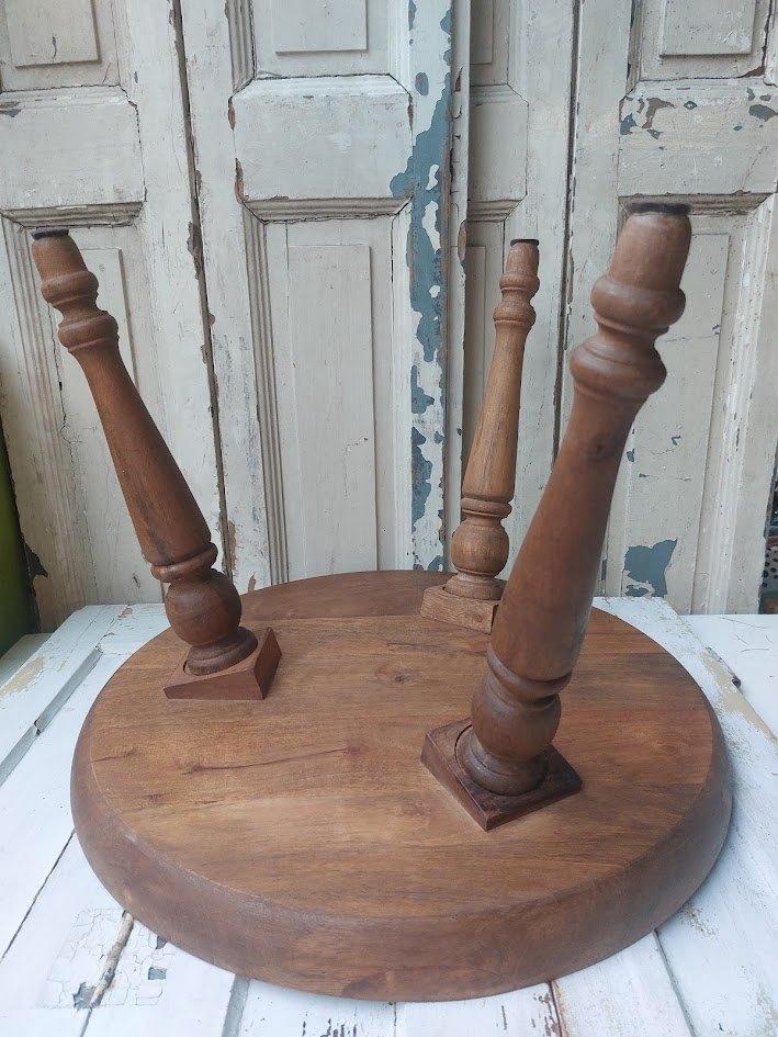 Ronde bijzettafel van mangohout, Huis en Inrichting, Tafels | Bijzettafels, Zo goed als nieuw, Rond, 60 cm of meer, Minder dan 55 cm