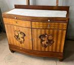 Antiek dressoir / commode - ingelegd hout en marmer, Huis en Inrichting, Ophalen, Gebruikt, 25 tot 50 cm