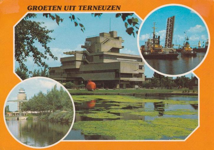 TERNEUZEN Watertoren Stadhuis Sluis Groeten, Verzamelen, Ansichtkaarten | Nederland, Gelopen, Zeeland, 1980 tot heden, Verzenden