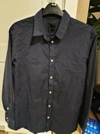 Marineblauw Gestippeld Easy Iron overhemd slim fit, Blauw, Zo goed als nieuw, H&M, Halswijdte 39/40 (M)
