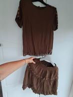 Nikkie set Top & rok kleur bruin/goud, Kleding | Dames, Rokken, Bruin, Ophalen of Verzenden, Nikkie, Maat 36 (S)