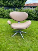 Leren lounge fauteuil, Ophalen, Zo goed als nieuw, 50 tot 75 cm, Leer