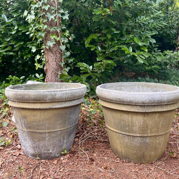 * grote Bloempotten Tuinpotten zandsteen beton Bakken Potten, Tuin en Terras, Bloembakken en Plantenbakken, Nieuw, Tuin, Rond
