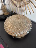 Vintage plafonniere plafond lamp amber glas, Ophalen of Verzenden, Glas