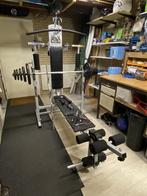 Fitnessbank/Krachtstation/Bankdrukbank + 82kg gewichten, Sport en Fitness, Fitnessmaterialen, Ophalen, Gebruikt, Benen, Fitnessbank