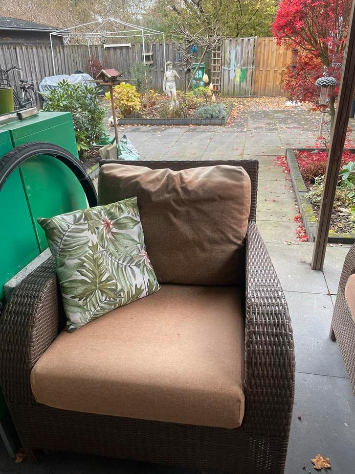 Tuinset - 3-zit & 2 stoelen - Weersbestendig, Tuin en Terras, Tuinstoelen, Gebruikt, Wicker, Ophalen