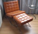 Barcelona chair + hocker - cognac premium leder, Ophalen, Zo goed als nieuw, 75 tot 100 cm, Leer