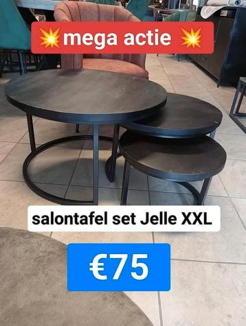 Nieuwe set van 3 salontafels Jelle xxl zwart mango nu €75p/s beschikbaar voor biedingen