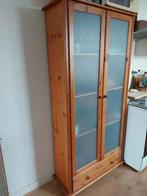 Grenen kast met 2 deuren met glas en lade en legplanken, Ophalen, Gebruikt, Met deur(en), Landelijk