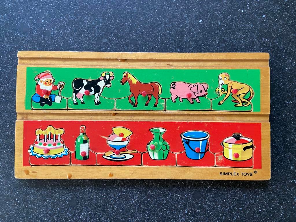 Leuke ouderwetse Simplex kinder puzzel houten speelgoed oud, Antiek en Kunst, Ophalen of Verzenden