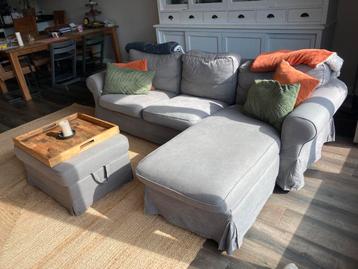 EKTORP 3-zitsbank, hoekbank met chaise longue, donkergrijs