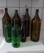 Decoratie groene lege flessen 7 stuks, Ophalen, Overige kleuren, Minder dan 50 cm, Glas