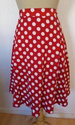 Leuke rode retro look dots lange rok! M/L, Maat 38/40 (M), Verzenden, Zo goed als nieuw, Rood