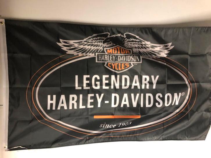 Harley davidson logo vlag deco motor, Verzamelen, Merken en Reclamevoorwerpen, Nieuw, Overige typen, Ophalen of Verzenden