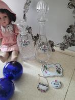 Kristallen wiskey karaf  porseleinen labels + glazen karaf, Antiek en Kunst, Ophalen of Verzenden