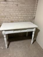 Wit gebeitst tafeltje/bureautje met lade, Antiek en Kunst, Ophalen of Verzenden