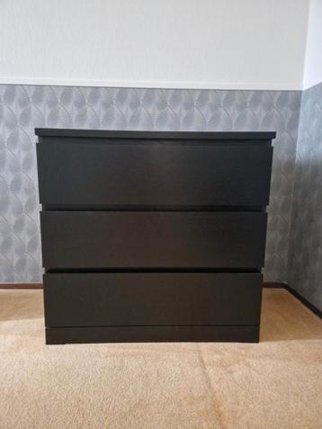 Malm ladekast 3 lades zwart - afbeelding 1