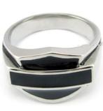 Harley Davidson Bar & Shield ring met inleg, 20 of groter, Nieuw, Dame, Zilver