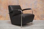 Als NIEUW!  bruine leren Leolux Scylla design fauteuil, Design, Metaal, 75 tot 100 cm, Zo goed als nieuw