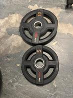 1 x 5 en 1 x 10 kg Olympische halter schijven lifemaxx 50 mm, Sport en Fitness, Fitnessmaterialen, Halterschijven, Gebruikt, Halter schijven