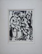 Nicolaas Eekman houtsnede "Moeder & Kind",1927, passepartout, Ophalen, Minder dan 50 cm, Oorspronkelijke maker, Overige typen