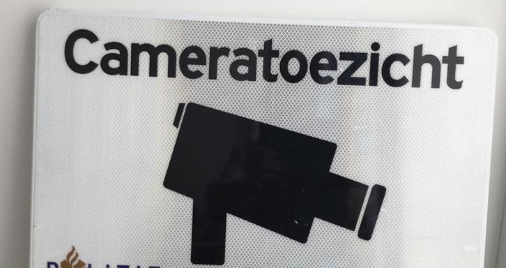 Metalen verkeersbord: ‘Camera Toezicht’, Verzamelen, Overige Verzamelen, Gebruikt, Ophalen of Verzenden