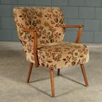 Vintage cocktailfauteuil – velours – houten armleuningen '60