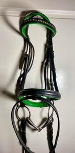 Hoofdstel groen met strass incl. bit en teugels - maat COB, Dieren en Toebehoren, Paarden en Pony's | Hoofdstellen en Tuigage