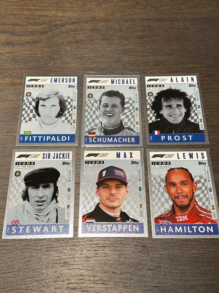 Topps F1 Icons of the Grid - Set van 6 kaarten, Verzamelen, Complete verzamelingen en Collecties, Ophalen of Verzenden