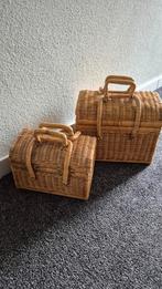 2 Vintage Rieten Koffertjes - Decoratief!, Ophalen of Verzenden