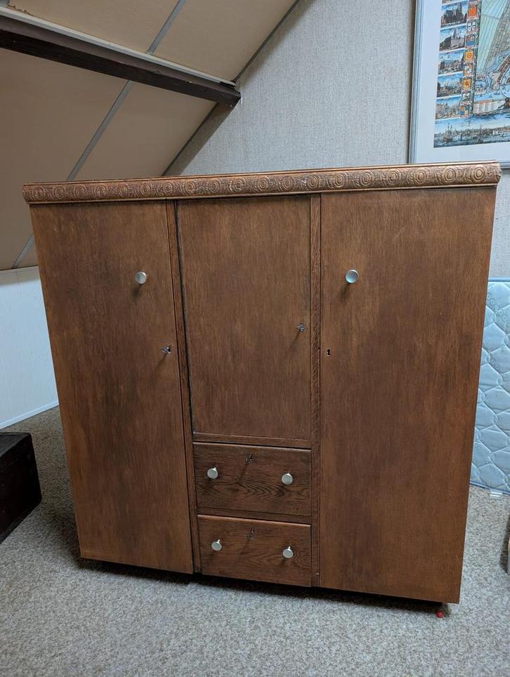 Art deco houten highboard met lades en deurtjes, Antiek en Kunst, Antiek | Meubels | Kasten, Ophalen