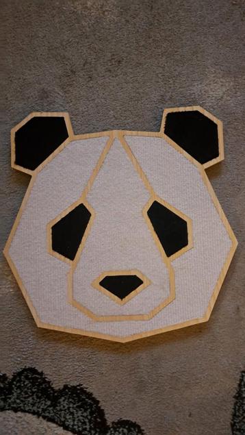 Panda Wanddecoratie Hout & Stof - Nieuw beschikbaar voor biedingen