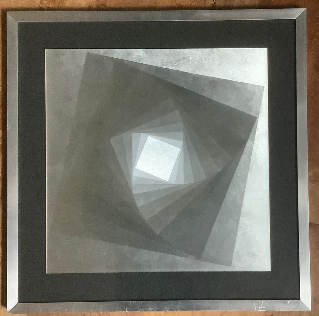 Op Art, Ludinghausen, metaalgravure, kinetisch, kunst, 1970, Antiek en Kunst, Kunst | Schilderijen | Modern, Ophalen of Verzenden