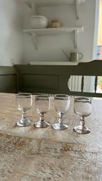 Franse brocante mondgeblazen glaasjes borrelglaasjes, Ophalen, Zo goed als nieuw, Borrel- of Shotglas