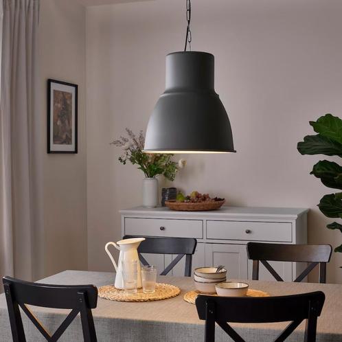 landelijke industriële hanglamp (donker grijs), Huis en Inrichting, Lampen | Hanglampen, Gebruikt, 75 cm of meer, Kunststof, Metaal