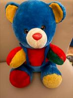 Vintage Teddybeer Knuffel blauw rood geel, Ophalen of Verzenden, Gebruikt, Beer