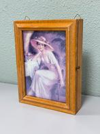 Antiek Sleutelkastje hout met schilderij houten sleutel-kast, Antiek en Kunst, Curiosa en Brocante, Ophalen of Verzenden