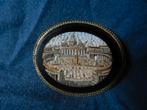 Micro mozaïek broche St Pieter Plein in gouden rand ca. 1860, Ophalen of Verzenden, Goud, Broche, Met edelsteen