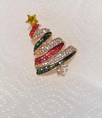 schitterende broche Kerstbroche Kerstboom, rosé goud beschikbaar voor biedingen